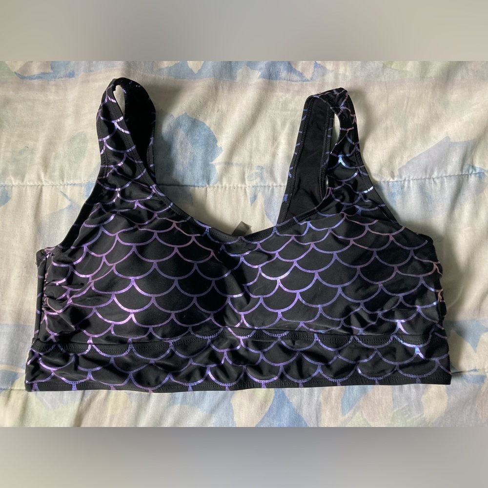 torrid Black Bikini Top with Purple Scale Print
